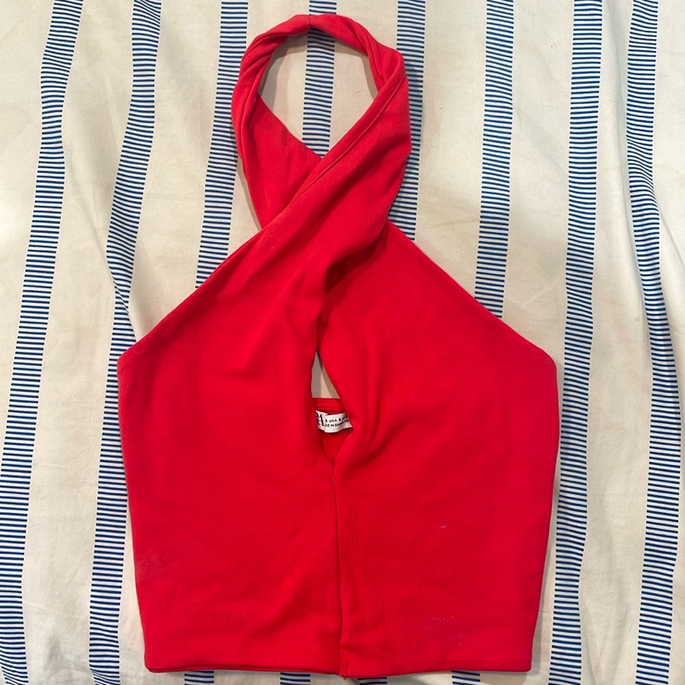 Zara red halter top with cutout